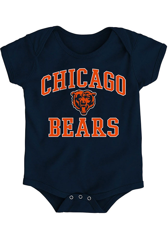 Chicago Bears Baby Navy Blue #1 Design Short Sleeve One Piece