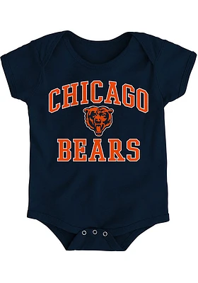Chicago Bears Baby Navy Blue #1 Design Short Sleeve One Piece