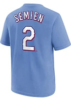 Marcus Semien Texas Rangers Youth Light Blue Name and Number Player Tee