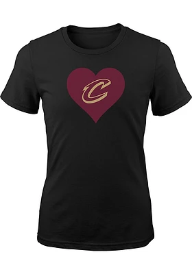 Cleveland Cavaliers Girls Black Heart Short Sleeve Tee