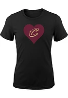 Cleveland Cavaliers Girls Black Heart Short Sleeve Tee
