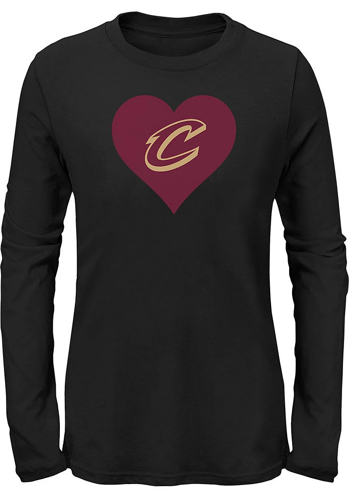 Cleveland Cavaliers Girls Black Heart Long Sleeve T-shirt
