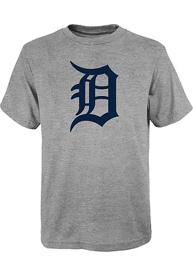 Detroit Tigers Youth Grey Primary Logo Short Sleeve T-Shirt