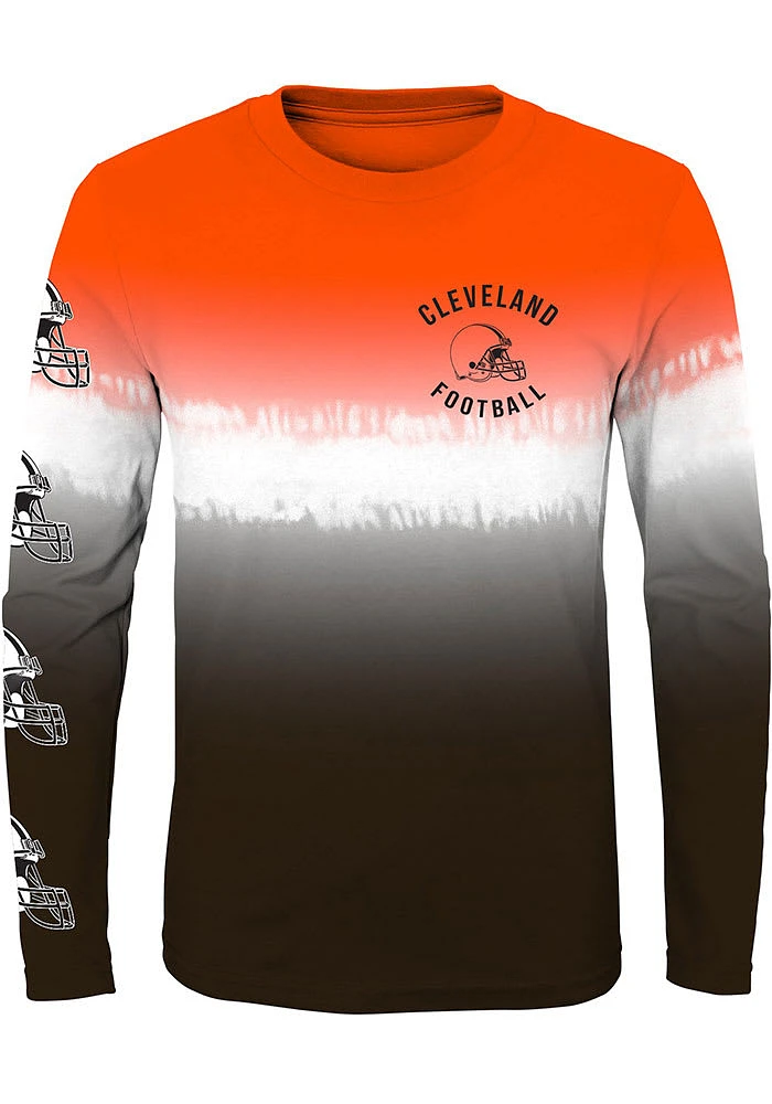 Cleveland Browns Boys Brown Double up Tie Dye Long Sleeve T-Shirt
