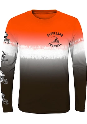 Cleveland Browns Boys Brown Double up Tie Dye Long Sleeve T-Shirt