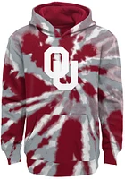 Oklahoma Sooners Youth Red Tie Dye Primary Logo Long Sleeve Hoodie
