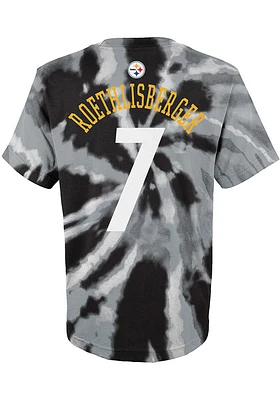 Ben Roethlisberger Pittsburgh Steelers Youth Black Tie Dye NN Player Tee