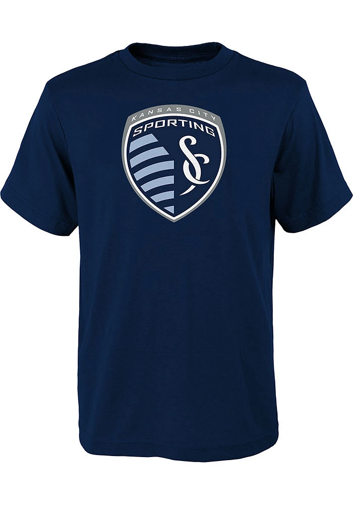 Sporting Kansas City Youth Navy Blue Primary Logo Short Sleeve T-Shirt