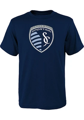 Sporting Kansas City Youth Navy Blue Primary Logo Short Sleeve T-Shirt