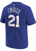 Joel Embiid Philadelphia 76ers Youth Blue Name and Number Icon Player Tee