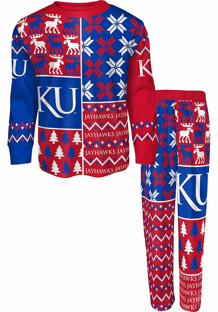 Kansas Jayhawks Boys Sweater Style PJ Set - Blue