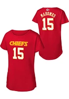 Patrick Mahomes Kansas City Chiefs Girls Red Mainliner NN Dolman Short Sleeve Player T Shirt