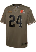 Nick Chubb Cleveland Browns Youth Olive Nike Salute To Service Game Football Jersey