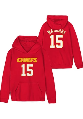 Patrick Mahomes  Kansas City Chiefs Boys Red Name Number Long Sleeve Hooded Sweatshirt