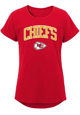 Kansas City Chiefs Girls Red Glitter Glam Girl Short Sleeve Tee