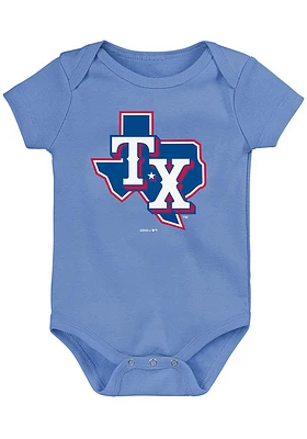 Texas Rangers Baby Light Blue Alt Design Short Sleeve One Piece