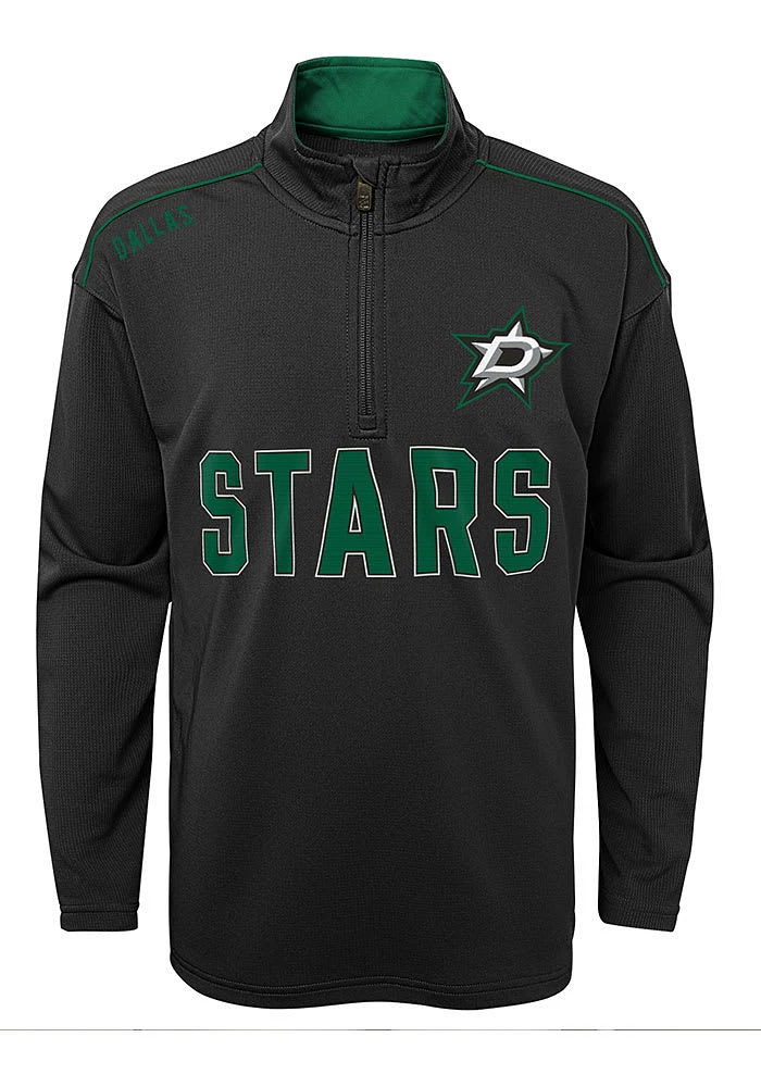 Dallas Stars Youth Black Attacking Zone Long Sleeve Quarter Zip Shirt