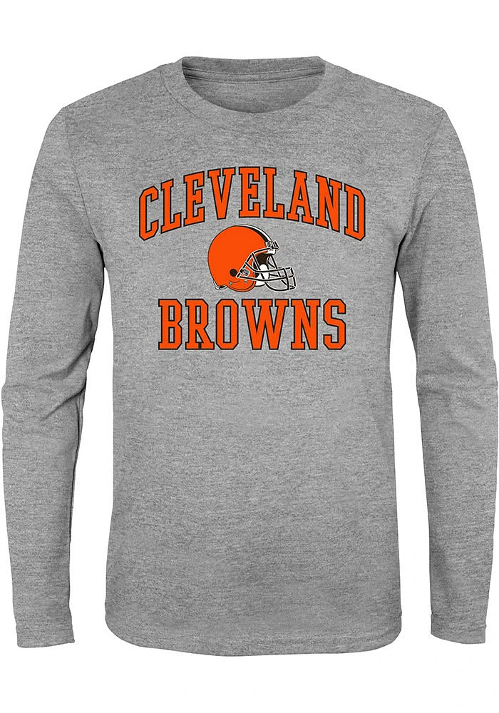 Cleveland Browns Youth Grey #1 Design Long Sleeve T-Shirt