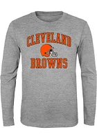 Cleveland Browns Youth Grey #1 Design Long Sleeve T-Shirt