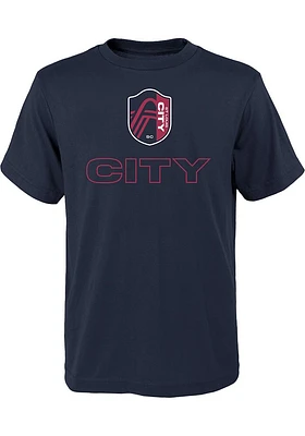 St Louis City SC Youth Navy Blue Steel Short Sleeve T-Shirt