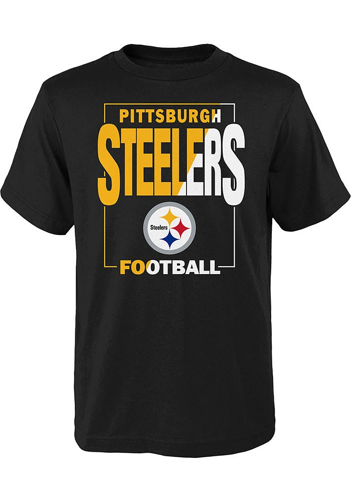 Pittsburgh Steelers Youth Black Coin Toss Short Sleeve T-Shirt