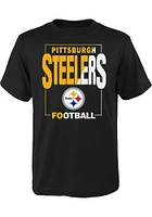 Pittsburgh Steelers Youth Black Coin Toss Short Sleeve T-Shirt