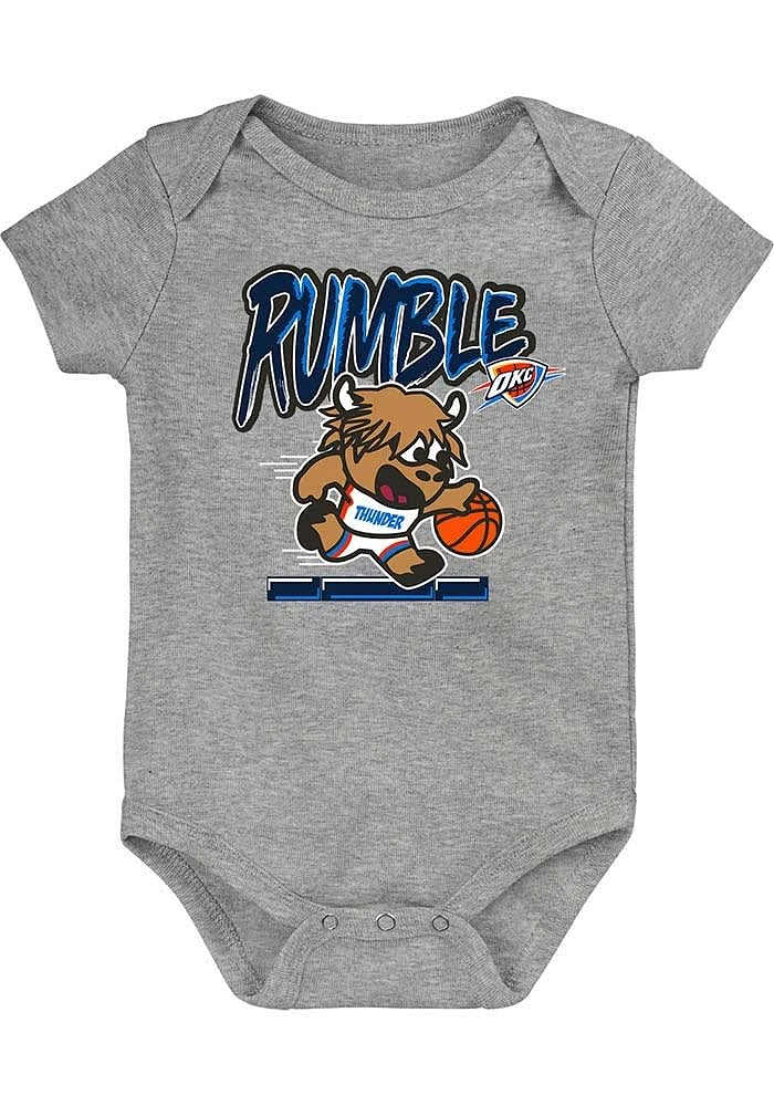 Outer Stuff Rumble the Bison Oklahoma City Thunder Baby Grey Game Player Short Sleeve One Piece