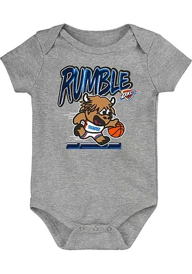 Outer Stuff Rumble the Bison Oklahoma City Thunder Baby Grey Game Player Short Sleeve One Piece