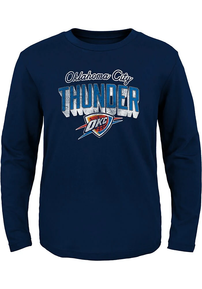 Oklahoma City Thunder Youth Navy Blue Couch Side Long Sleeve T-Shirt