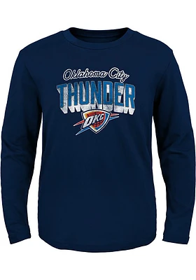 Oklahoma City Thunder Youth Navy Blue Couch Side Long Sleeve T-Shirt