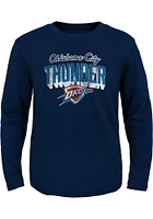 Oklahoma City Thunder Youth Navy Blue Couch Side Long Sleeve T-Shirt