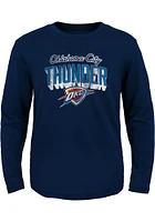 Oklahoma City Thunder Boys Navy Blue Couch Side Long Sleeve T-Shirt