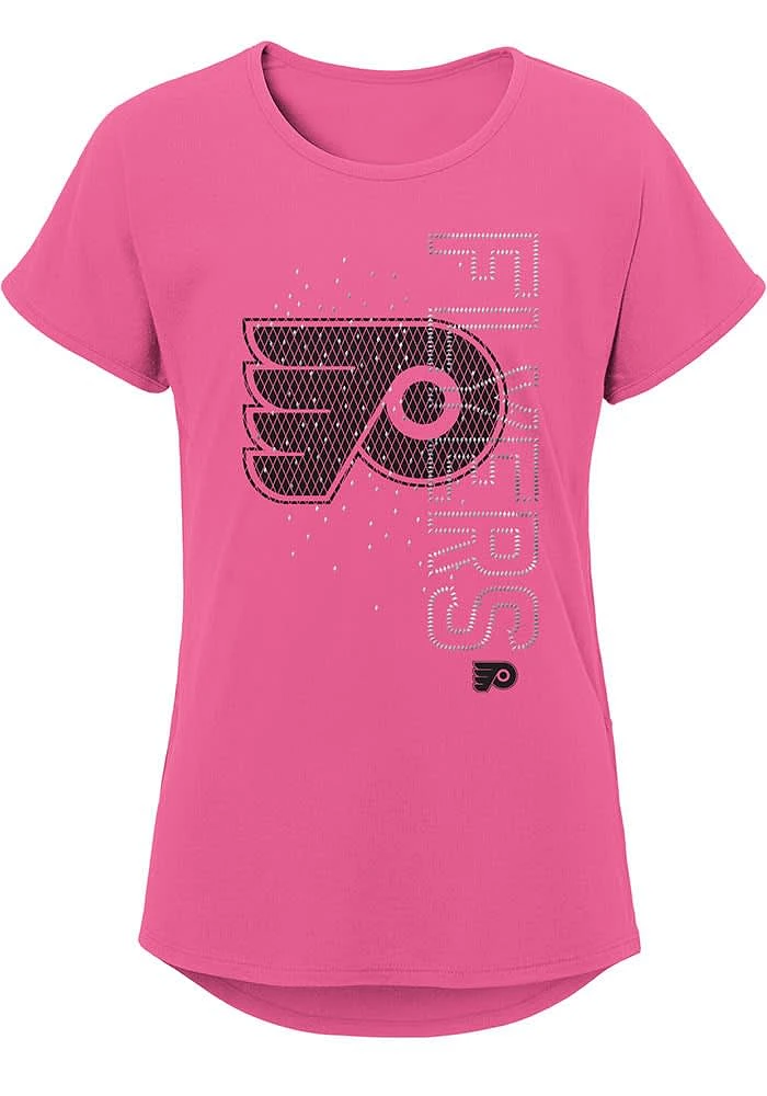 Philadelphia Flyers Girls Pink Falling Ice Short Sleeve Fashion T-Shirt