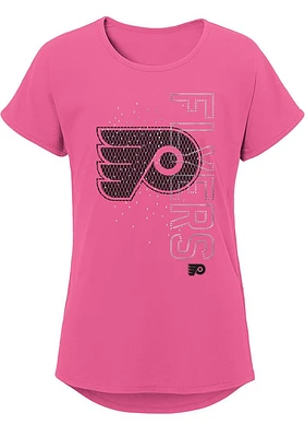 Philadelphia Flyers Girls Pink Falling Ice Short Sleeve Fashion T-Shirt