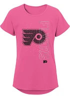 Philadelphia Flyers Girls Pink Falling Ice Short Sleeve Fashion T-Shirt