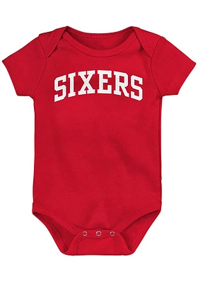 Philadelphia 76ers Baby Red Script Short Sleeve One Piece