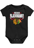 Chicago Blackhawks Baby Black Crossed Front Short Sleeve One Piece