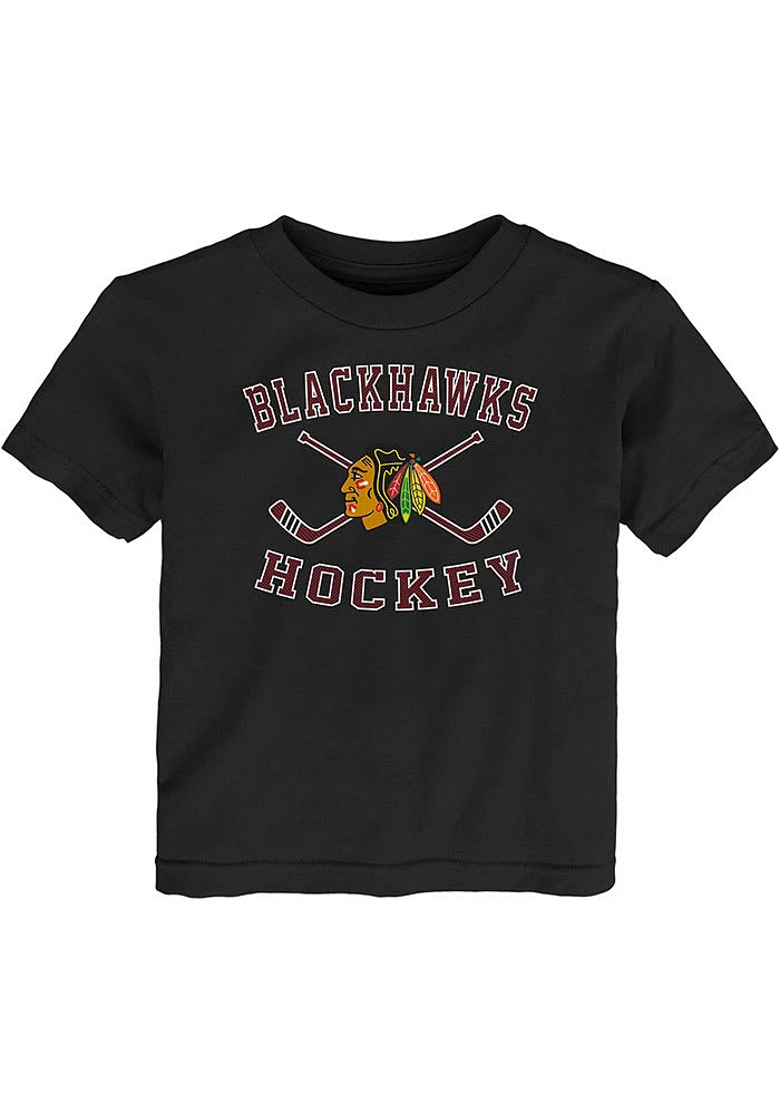 Chicago Blackhawks Toddler Black Lines Crossed Short Sleeve T-Shirt