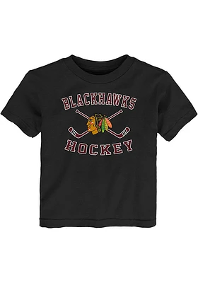 Chicago Blackhawks Toddler Black Lines Crossed Short Sleeve T-Shirt