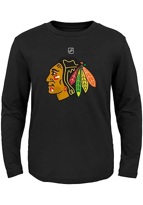 Chicago Blackhawks Youth Black Primary Logo Long Sleeve T-Shirt