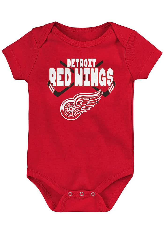 Detroit Red Wings Baby Front Cross Short Sleeve One Piece