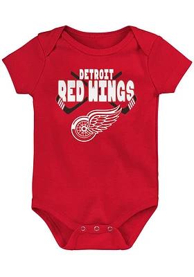 Detroit Red Wings Baby Front Cross Short Sleeve One Piece