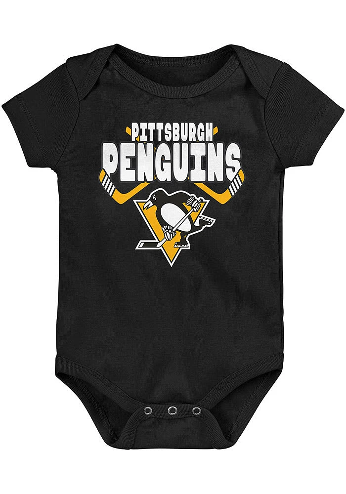 Pittsburgh Penguins Baby Black Crossed Front Short Sleeve One Piece
