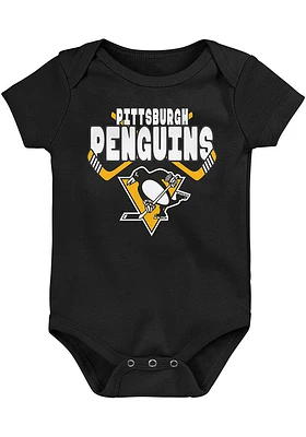 Pittsburgh Penguins Baby Black Crossed Front Short Sleeve One Piece