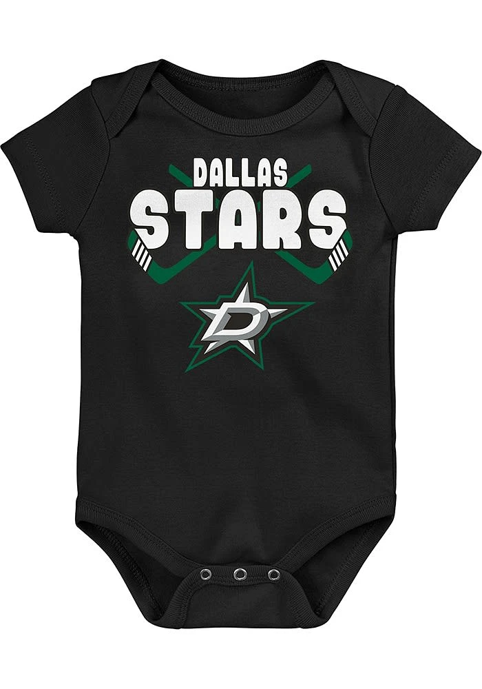 Dallas Stars Baby Black Overlap Design Short Sleeve One Piece