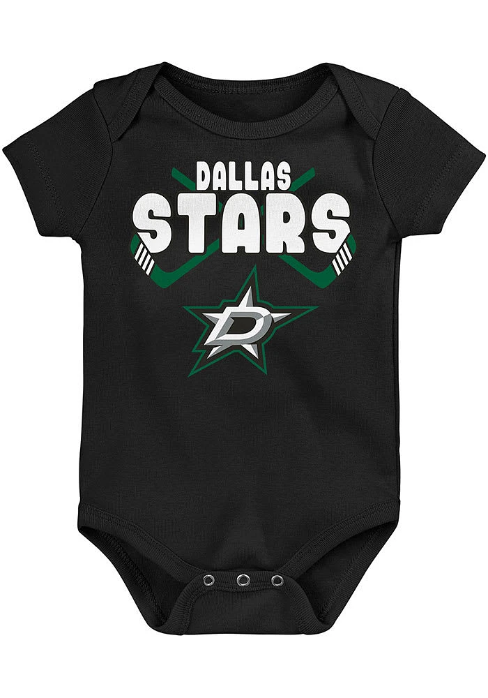 Dallas Stars Baby Black Crossed Front Short Sleeve One Piece