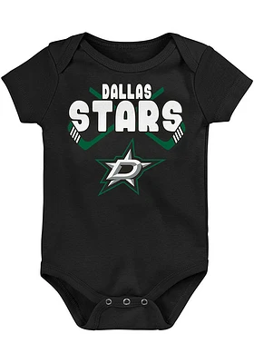 Dallas Stars Baby Black Crossed Front Short Sleeve One Piece