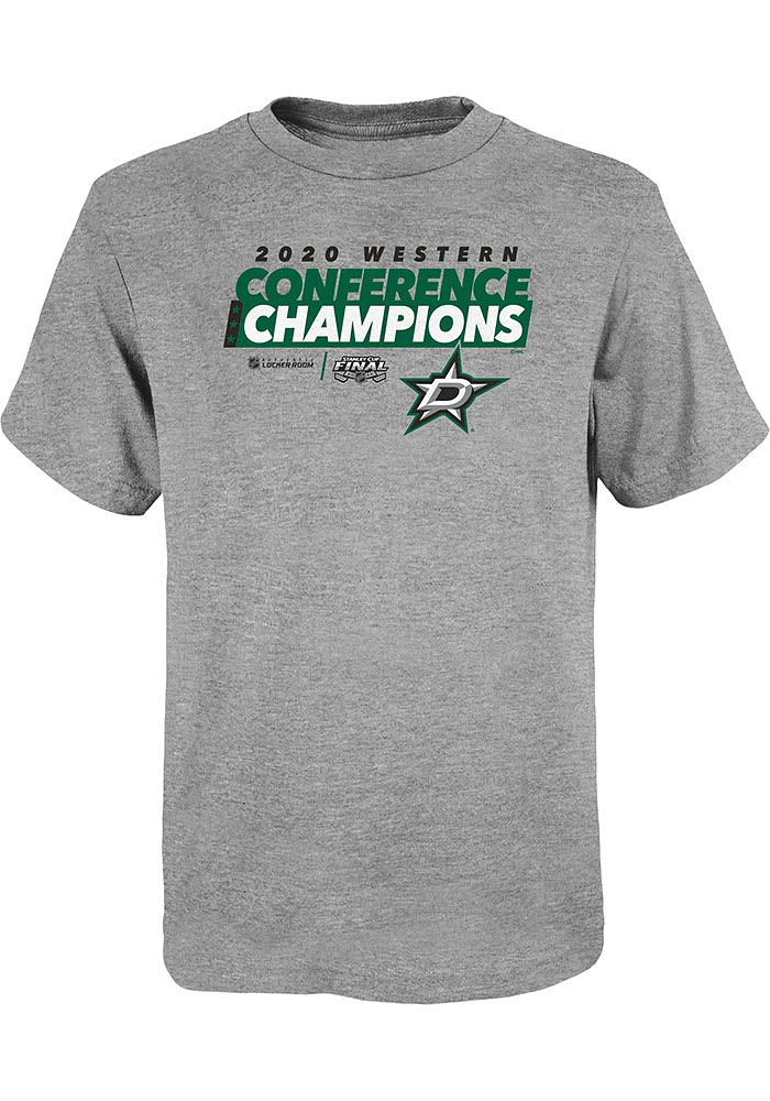 Dallas Stars Youth Grey 2020 NHL Conference Champs Locker Room Short Sleeve T-Shirt