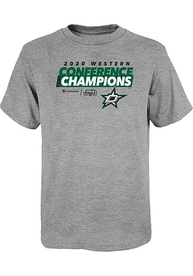 Dallas Stars Youth Grey 2020 NHL Conference Champs Locker Room Short Sleeve T-Shirt