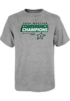 Dallas Stars Youth Grey 2020 NHL Conference Champs Locker Room Short Sleeve T-Shirt